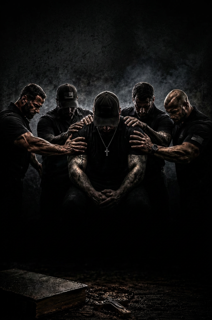 Men of Faith — brothers gathered in prayer